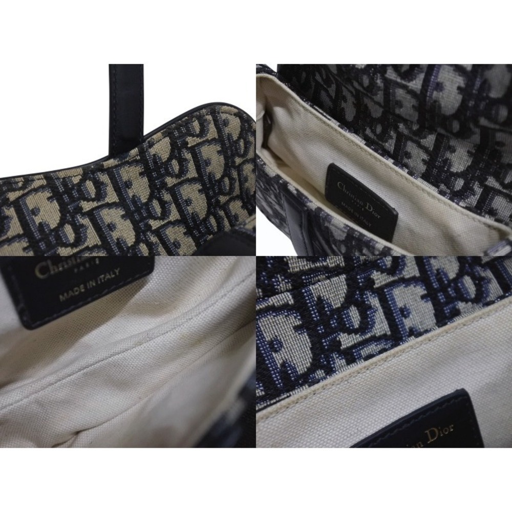 Dior Navy Leather Christian Bag Canvas Blue Saddle - Picture 7 of 8